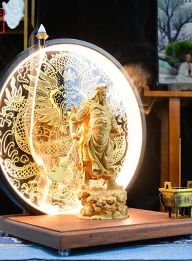 招财镇宅武财神关公摆件客厅办公室摆放木雕关公像闭眼关二爷家用