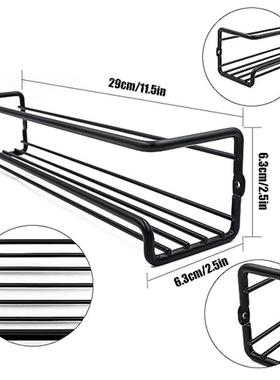 黑色铁艺置物架厨房壁挂式香料架免打孔厨柜门收纳架多功能调味架