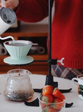 工业风铸铁金属实验室花架烧瓶型花器玻璃花瓶摆件装饰手冲咖啡架