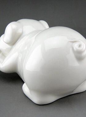 陶瓷生肖动物入户玄关白色猪摆件家居饰品办公简约现代工艺品摆设
