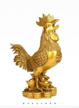 全黄铜公鸡摆件金鸡招财客厅装饰品工艺品铜鸡摆设乔迁礼品中式