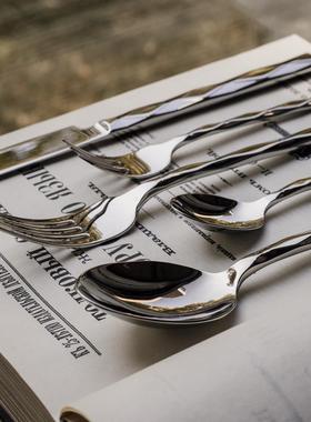 18-10不锈钢复古主餐勺意面叉水果叉勺西餐具套装