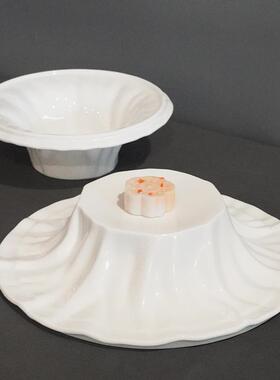 高档餐厅个性陶瓷双面盘子西式特色意境菜盘简约纯白色碗创意餐具