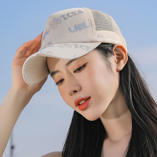 新款 鸭舌帽女士夏季 户外运动旅游遮阳防晒字母网纱透气棒球帽子潮