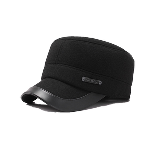 男士帽子秋冬季中老年毛呢平顶帽棒球帽加厚帽老人棉帽子男老爸帽