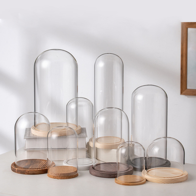 永生花玻璃罩展示盒桌面摆件diy装饰干花透明手办玻璃罩子防尘罩