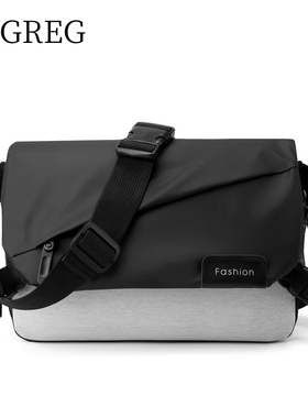 香港I.TGREG斜挎包潮牌新款男士单肩公文包工装邮差包斜跨小背包