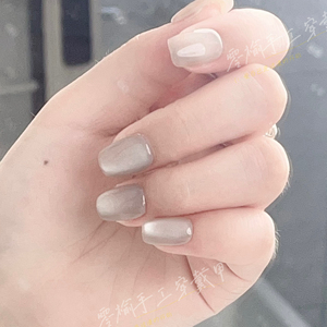 零榆手工穿戴甲2024年新款高级感猫眼粘钻裸色可拆卸美甲指甲贴片