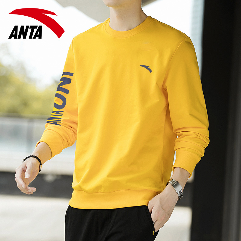 安踏卫衣t恤衫男2025黄色运动服