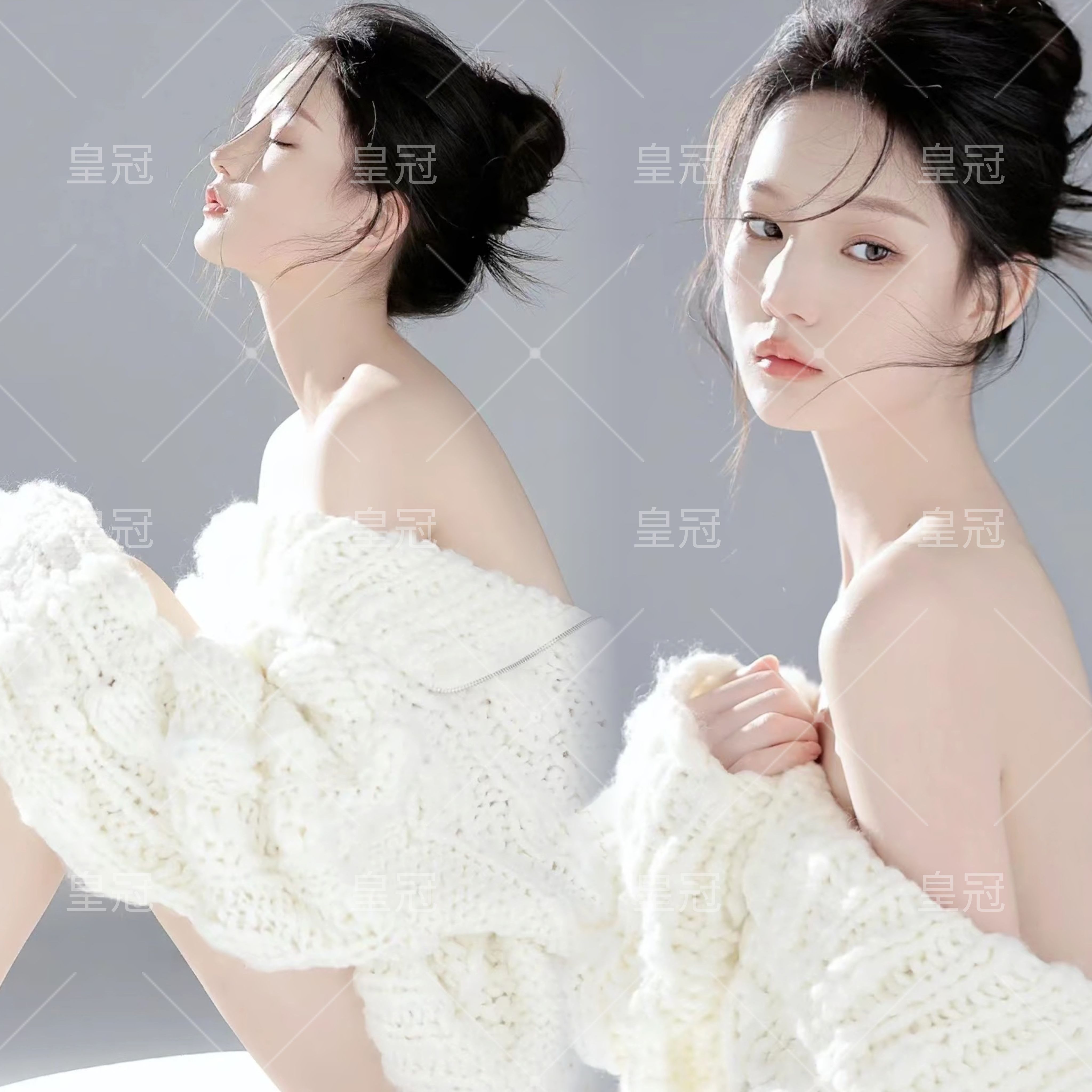 影楼主题新款私房个人肖像写真服装少女慵懒纯欲风毛衣艺术照摄影