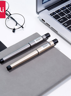 得力s95/s96商务中性笔0.5mm/0.7mm/1.0mm加粗子弹头学生用男士粗杆黑色ins简约书写水笔签字笔水性笔12支装