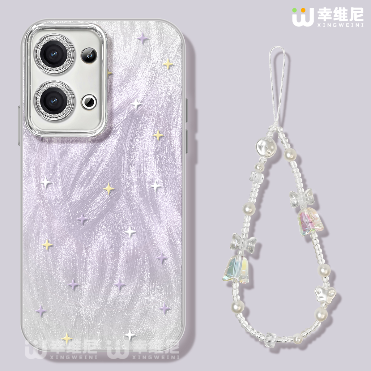 适用opporeno14手机壳pro女款reno13pro保护套12镜头膜11全包56防摔reno7se高级reno8硬壳9pro紫色星星reno10