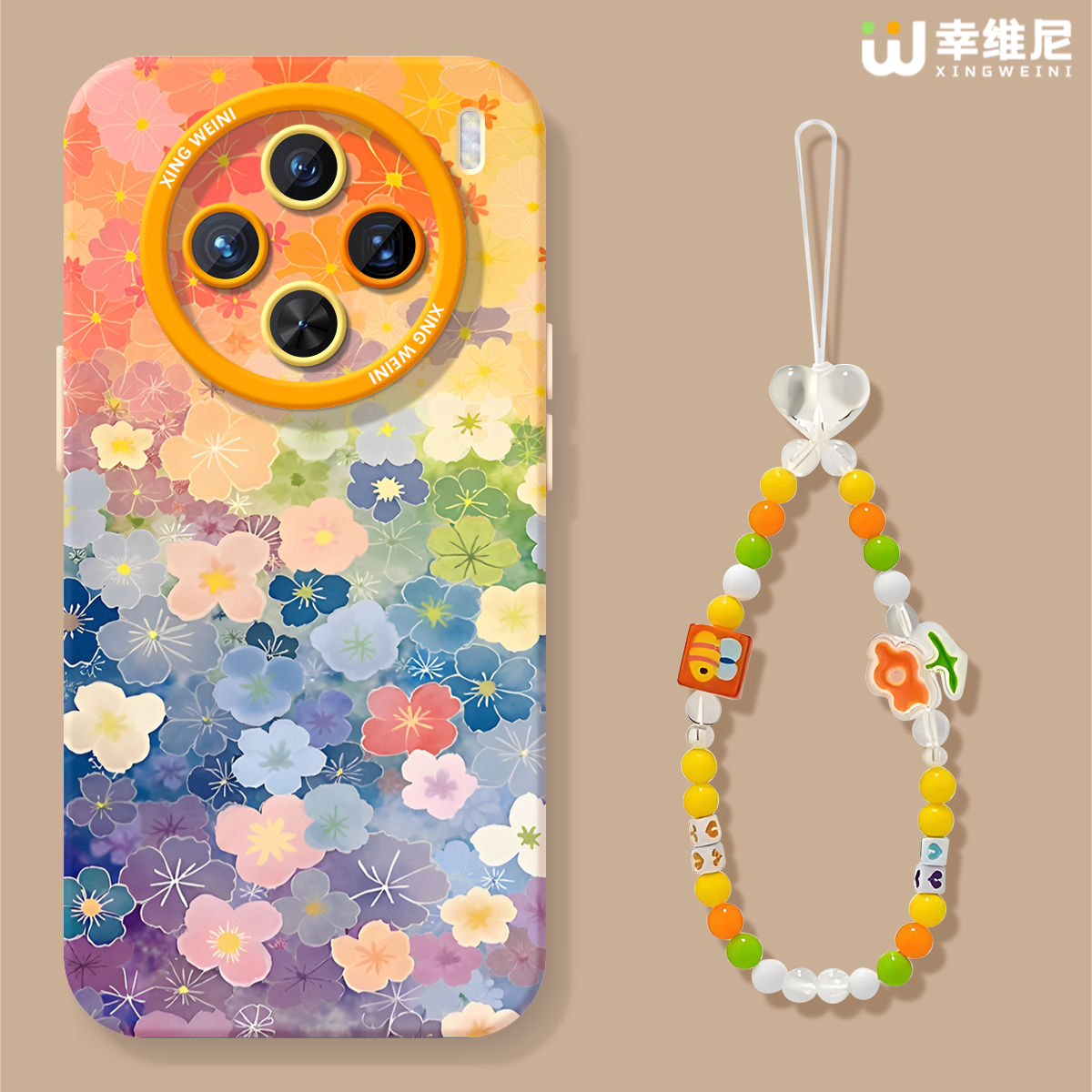 适用vivox300手机壳女款x200s保护套x100pro硅胶x80全包防摔x90pro+新款x200promini满屏花朵pro+软x60外x90s