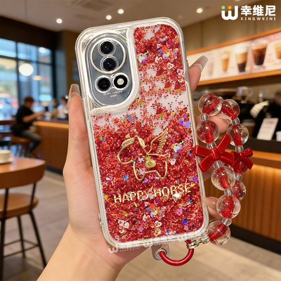 适用华为nova14手机壳流沙金nova13pro本命年全包novo12硅胶11红色9活力版ultra金钱小马8马年nova10pro新年