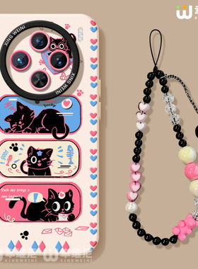 适用vivox300pro手机壳女款x100s保护套x80硅胶x70全包防摔x90pro+新款x200promini卡通黑猫pro+软x60外x200s