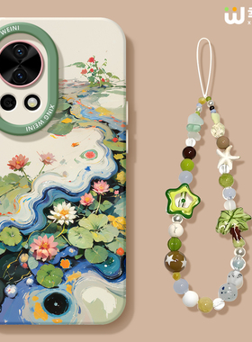 适用华为nova15手机壳女款nova12pro保护套全包novo11硅胶9防摔7se活力版14ultra国风荷花hi软10外nova13pro