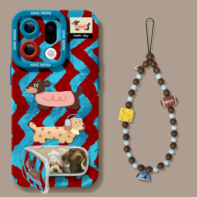 适用于OPPOfindx9手机壳x9pro新款硅胶软壳x8ultra全包防摔x7ult腊肠狗x5卡通保护套5pr0手绳x3个性findx9por