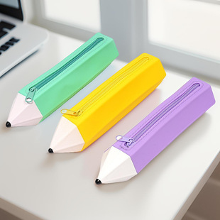 新款硅胶笔袋创意铅笔造型文具盒简约学生文具大容量彩色独特