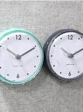 创意小时钟吸盘钟防水浴室钟厨房冰箱贴钟卫生间吸墙贴玻璃瓷砖表
