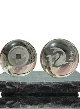 假山喷泉桌面流水球配件招财鱼缸盘景上水石摆件中式转动玻璃水晶