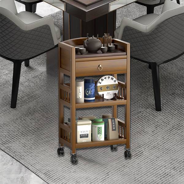 麻将机茶水架棋牌室专用茶几带轮双层边角几小型麻将桌旁置物架子