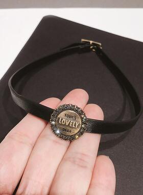 BRIA项链女欧美choker颈链黑色皮绳个性网红短款脖子饰品夏季颈带