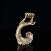 朗赛琳仿古倒流香炉小摆件塔香炉古玩纯黄铜仿古莲花手倒流香