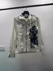 In Stock, Immediate Dispatch Achieve Single Product - Tornato Mart Visual Style Skull Studded White Jacket