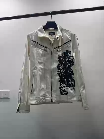 In Stock, Immediate Dispatch Achieve Single Product - Tornato Mart Visual Style Skull Studded White Jacket