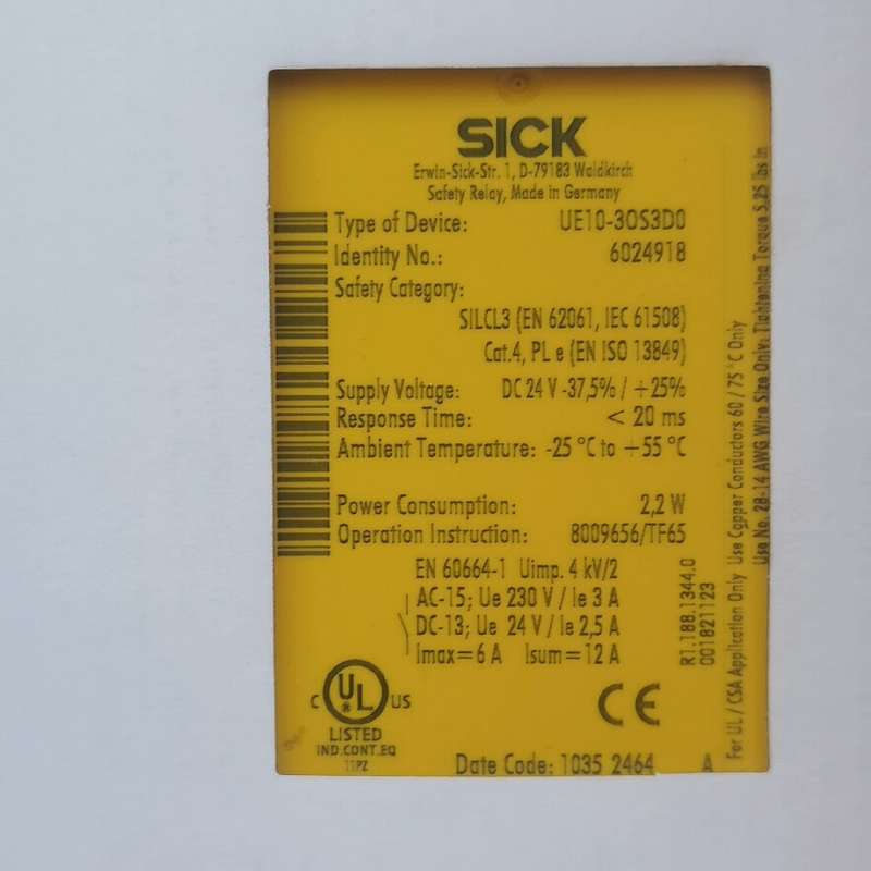 议价：安全继电器，型号UE10-30S3D0，货号60