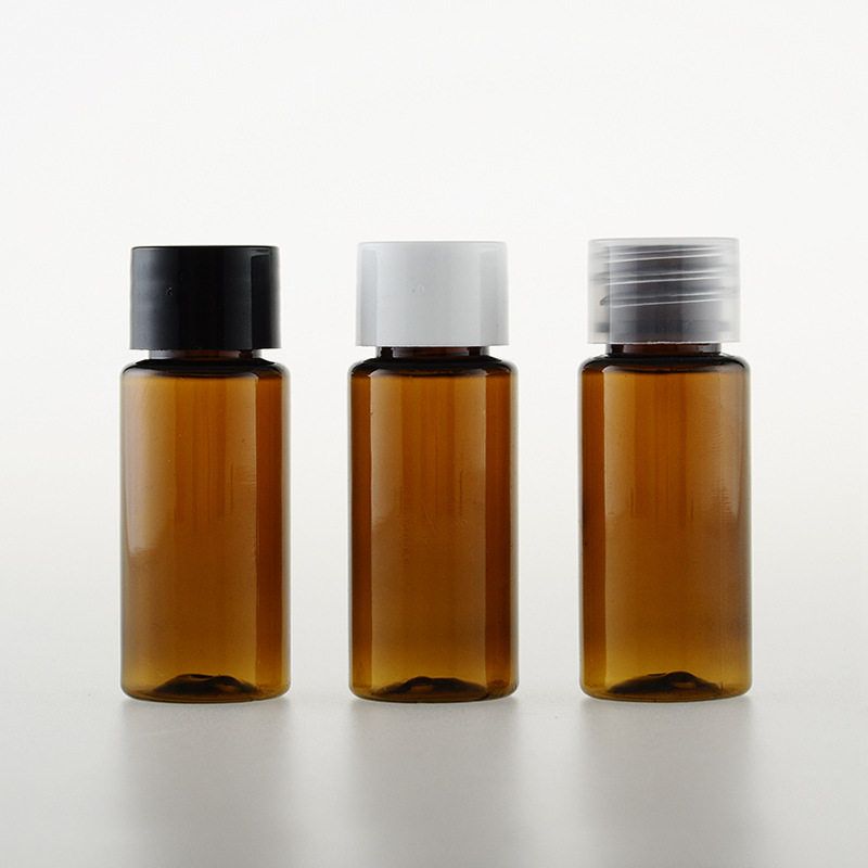 15ml棕平肩瓶配普盖带内塞 化妆品包装纯露水粉底乳液分装pet空瓶