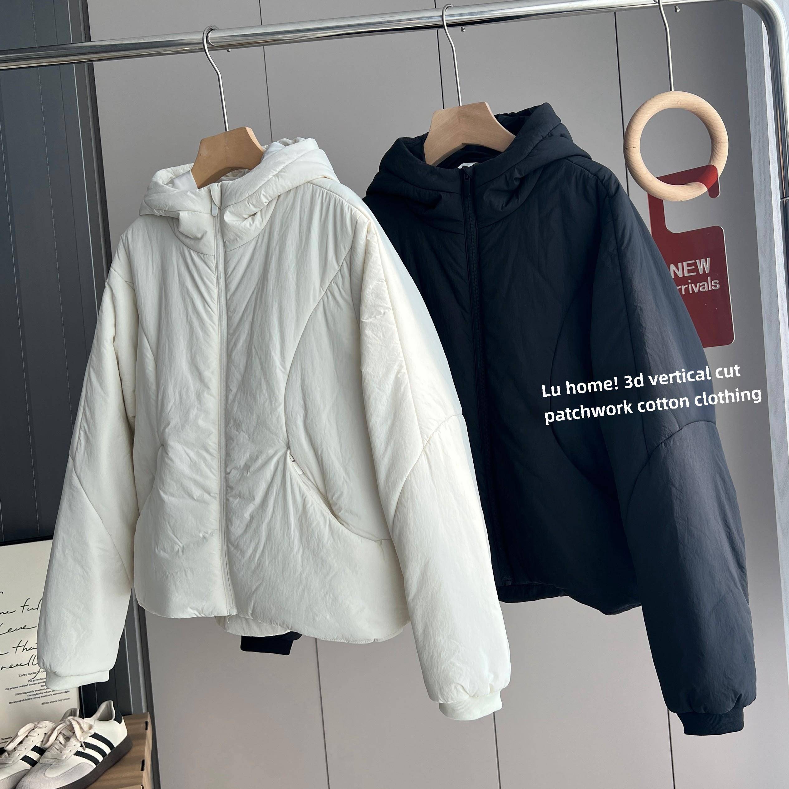 软呼呼滴~LU同款！冬季新品科技保暖夹棉防风连帽棉衣棉服外套女