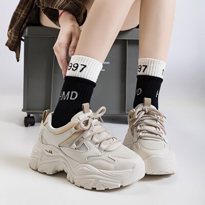 Warrior/回力厚底增高老爹鞋女鞋