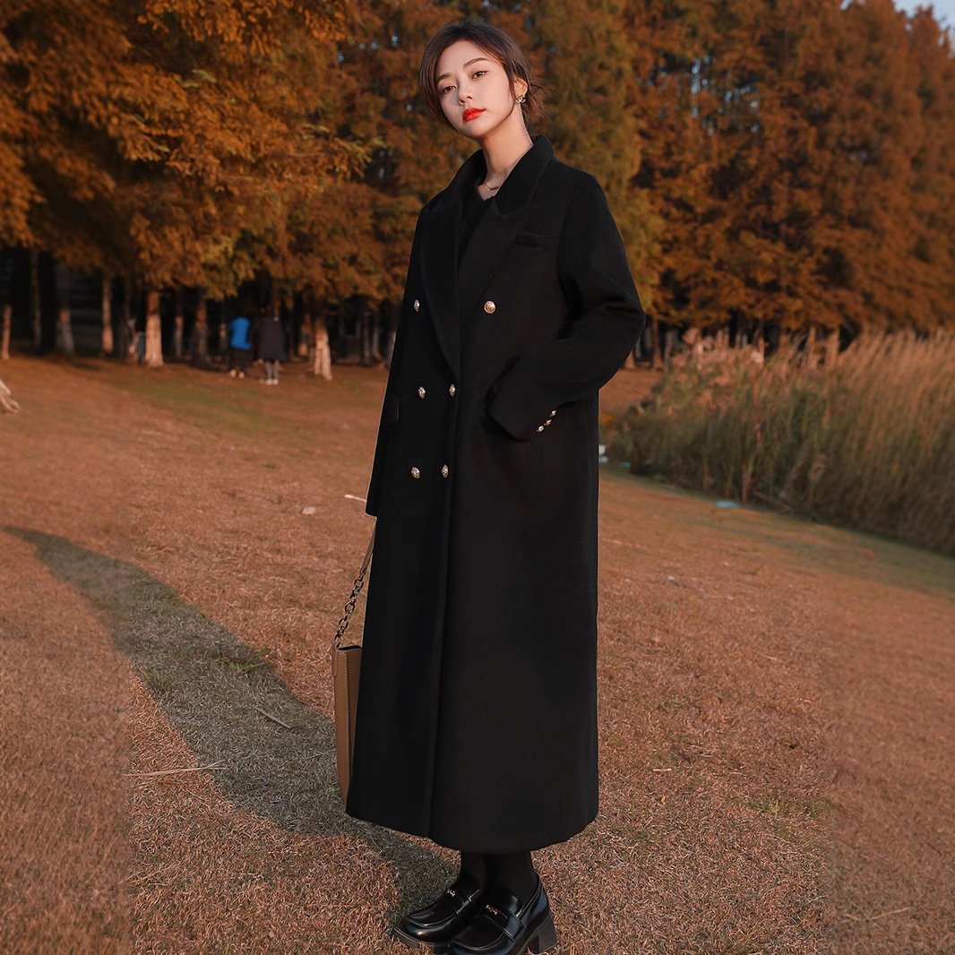 冬季新款胖mm大码黑色长款毛呢大衣女韩版过膝加棉呢子外套AA063,女装/女士精品,大码呢大衣,淘宝优惠券,粉丝福利购,淘宝优惠卷