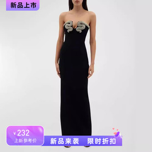 Bandage dress抹胸V领钻饰长款绷带晚礼服年会派对红毯走秀连衣裙