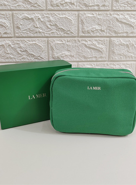 包邮海蓝之谜化妆包经典绿色帆布手拿包大容量便携简约收纳整理包