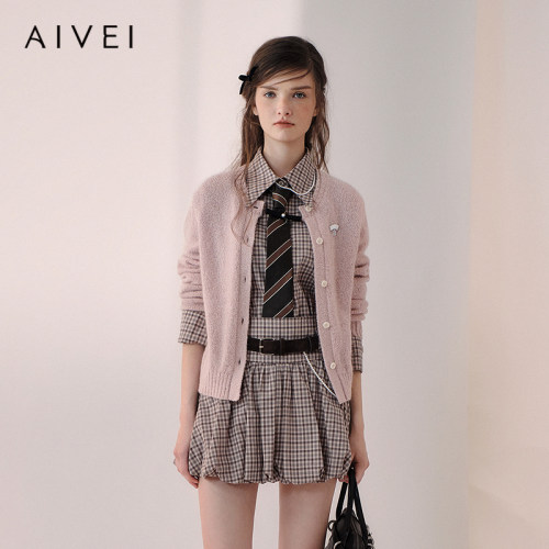 AIVEI欣贺艾薇2026春季日系学院减龄奶呼呼软糯针织开衫XSV1M07C
