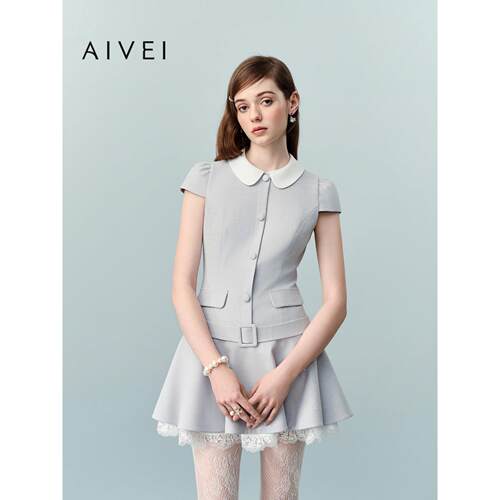 AIVEI欣贺艾薇2026夏季新法式赫本气质通勤短袖连衣裙XSV1L35B
