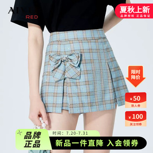 AIVEI欣賀艾薇夏季 P0360020 燙鉆短款 新JK學(xué)院風(fēng)高腰格紋裙褲