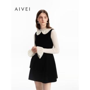 AIVEI欣贺艾薇2026秋季新名媛千金风娃娃领无袖连衣裙XSV7L03B