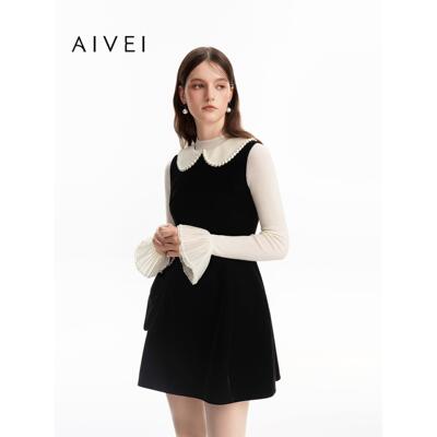 AIVEI欣贺艾薇2026秋季新名媛千金风娃娃领无袖连衣裙XSV7L03B