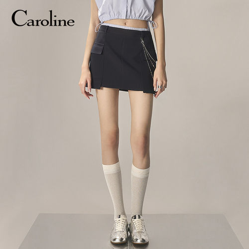 Caroline 商场同款 2025夏季新款工装风双腰头半身裙R621101B