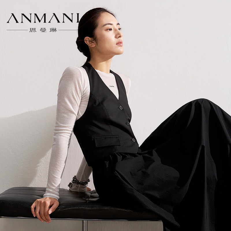 ANMANI恩曼琳26春季新款挂脖马甲拼接假两件通勤连衣裙长ESA1L09C,女装/女士精品,连衣裙,淘宝优惠券,粉丝福利购,淘宝优惠卷