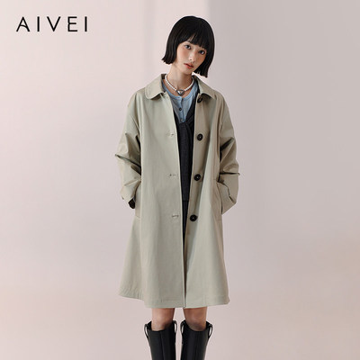 AIVEI欣贺艾薇2026春季新文艺气质风衣时尚通勤中长外套XSV1F02B