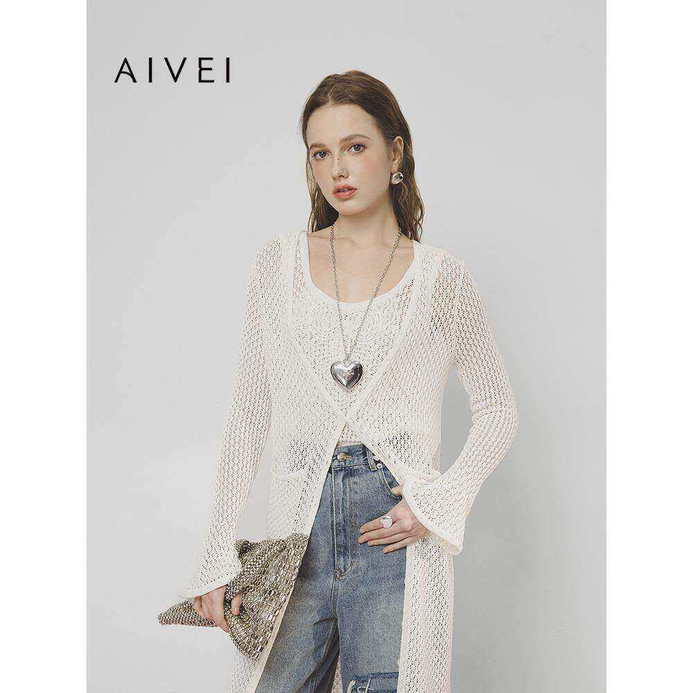 AIVEI欣贺艾薇2025春季法式慵懒度假针织背心开衫两件套S713802A