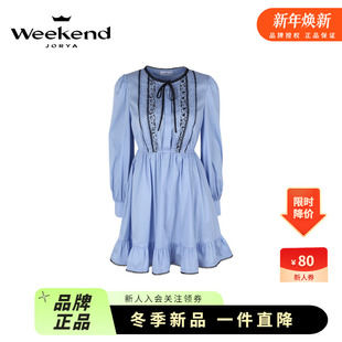 连衣裙Q205903C 宫廷风蝴蝶结泡泡袖 商场同款 卓雅周末2024春新款