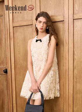 卓雅周末26春新立体浪漫花朵奶油蕾丝千金风蝴蝶结连衣裙XSW0L28A