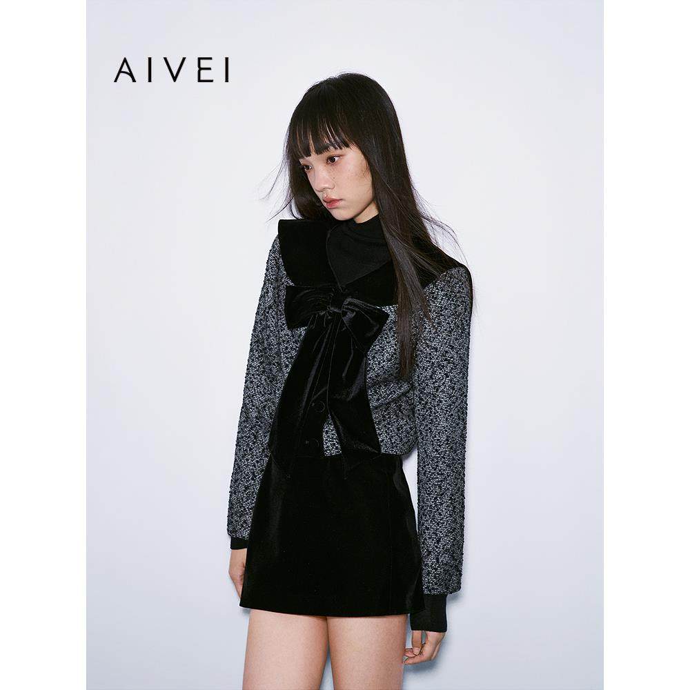 AIVEI欣贺艾薇2025秋季温柔气质千金小香风蝴蝶结短外套XRV5W01B,女装/女士精品,短外套,淘宝优惠券,粉丝福利购,淘宝优惠卷