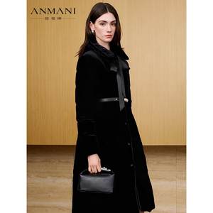 【爆款升级|鹅绒】ANMANI恩曼琳24冬蝴蝶结丝绒收腰羽绒服中长款