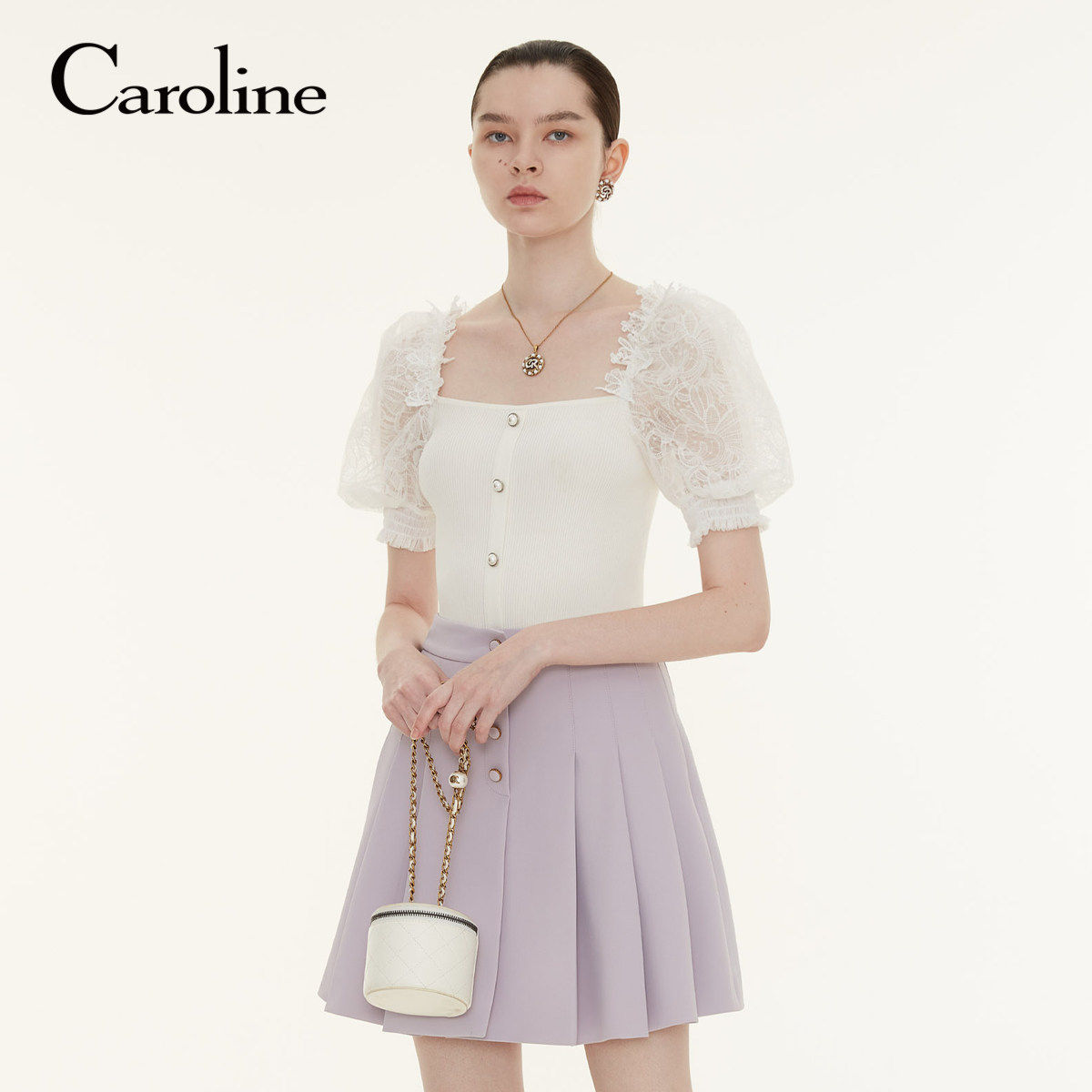 Caroline 商场同款 卡洛琳夏季新款毛针织衫P626901C - 实物图